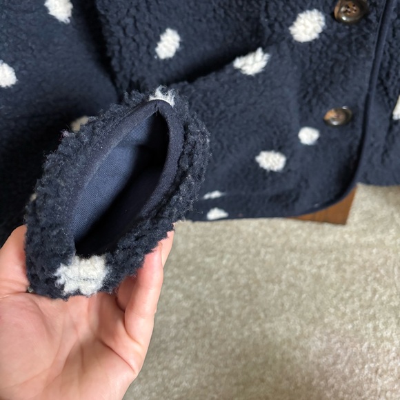Joanie Clothing Size XS Navy Blue Fuzzy Polka Dot Peter Pan Collar Jacket - Picture 4 of 6